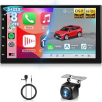 Hodozzy 8 Core 3G + 32G autoraadio traadita CarPlay & Android autoga, 7-tolline QLED puuteekraaniga autoraadio 2 DIN koos GPS, Bluetooth 5.1, WiFi, DSP, FM/RDS raadio + tagurduskaamera Qualc0 mm kiibiga