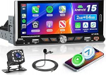 2G 64G VECHTEL 6.9-tolline autoraadio Bluetooth 1 DIN koos Carplay Androidiga Traadita autoraadio FM IPS puuteekraaniga, Android 15, peeglimustik, EQ, WiFi Navi GPS, USB/Type-C, autoraadio tagurdamisega
