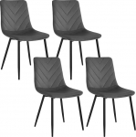 Lestarain Dining Room Chairs Set of 4 for Dining Room Kitchen Living Room Kitchen Chairs with Backrest Modern with Metal Legs Velvet 150 kg Load Capacity Dark Grey