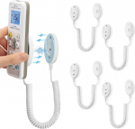 4 Pack magnetiline kaugjuhtimispuldi hoidja koos vedru trossidega - turvaline hoidja kaugjuhtimispuldi ja v&auml;ikeste esemete jaoks, seinale kinnitatav liimiga, kadumisvastane (valge 70 tolli, 4 tk)