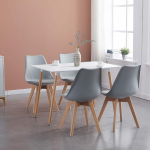 IPOTIUS Modern Dining Table Set, Rectangular Table and Chairs with Solid Wood Legs, Dining Room Set for Home, Office, Kitchen, Modern Table+4 Chairs Grey