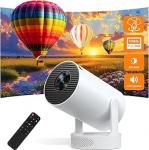 Nutikas miniprojektor, 1080P toetab 4K, automaatse nihkega ja k&auml;sitsi fookusega, 280 ANSI luumenit, WiFi 6 ja Bluetooth 5.0, kaasaskantav projektor magamistuppa ja kodukino jaoks