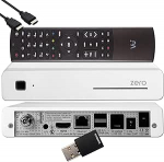 VU+ Zero HW versioon 2-1x DVB-S2 Full HD Sat Tuner E2 Linux vastuv&otilde;tja, YouTube, satelliidi vastuv&otilde;tja salvestusfunktsiooniga, kaardilugeja, meediapleier, EasyMouse HDMI kaabel & 300 Mbits WiFi Stick, valge