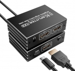8K HDMI Splitter 1 in 2 Out - Splitter kahe monitori peegeldamiseks ja kopeerimiseks, toetab 8K@60Hz 4K@120Hz 1080P EDID HDCP2.3 HDR10 VRR Dolby Vision PS5 Xboxi s&uuml;learvuti jaoks 8K @ 60Hz 4K@120Hz 1080P EDID HDCP2.3 HDR10 VRR Dolby Vision