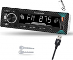 Autoraadio Bluetooth 5.1 Hikity 1 DIN autoraadio koos Bluetooth k&auml;ed-vabaduse komplektiga, 7 v&auml;rvi FM-raadio 1 DIN 2 USB/AUX/RCA audio v&auml;ljundiga/EQ/MP3-m&auml;ngija