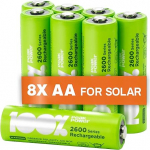 PeakPower p&auml;ikesepatarei AA | 8 AA patarei p&auml;ikesevalgustite NiMH 1.2 Volt (1.2 V) | laetavad patareid AA p&auml;ikesevalgustite jaoks