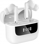 Hmusic H26 Bluetooth Kopfh&ouml;rer, Kopfh&ouml;rer Kabellos Bluetooth 5.4 mit 4 ENC L&auml;rmreduzierung Mics, 13mm Treiber, 40 Std. Spielzeit, LED-Anzeige, IPX4 wasserdichte Ohrh&ouml;rer f&uuml;r Sport Arbeit - wei&szlig;