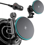 15 W autokinnitus koos laadimisfunktsiooniga, kiirlaadimise Qi2 mobiiltelefoni hoidja, mis &uuml;hildub A/B/C/E/G/GLA/GLK Mercedes Benziga, &uuml;mmargune ventilatsiooniga kiirlaadimisautolaadija iPhone 17-12 Pro/Maxile