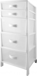 Avilia Multifunctional Organiser with 5 Drawers, White, Ideal for Bedroom, Kitchen, Bathroom and Office - Cabinet with Transparent Drawers 39.5 x 38 x 82 cm