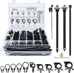 Universal-Nylon-Draht-Webstuhl-Clips, 15 Gr&ouml;&szlig;en, Push-Montage-Kabelbinder-Sortiment, Kabelbaum-Clips, Ersatzteile f&uuml;r die meisten Autos, Motorr&auml;der und Landmaschinen, Schwarz, 200 St&uuml;ck