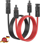 P&auml;ikesekaabel H1Z2Z2-K tinatatud vask 4 mm&sup2;, p&auml;ikesekaabli pikendus p&auml;ikesepistikuga, PV-kaabel punane/must fotogalvaaniline kaabel koos pistikuga PV-s&uuml;steemi jaoks (10MX4 mm2)