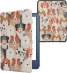 kwmobile Flip Case &uuml;hilduv Amazon Kindle (2022/2024) Case - eReader Case - Many Dogs White Light Brown Grey