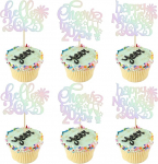 Gyufise Head uut aastat 2024 Glitter ilutulestik Tere 2024 uusaasta Cupcake Picks kaunistused Cheers to 2024 uusaasta p&uuml;hade partei kooki kaunistused tarvikud