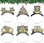 Embhlitfe Pack of 6 2025 Happy New Year Headband, Happy New Year Tiara, aastavahetuse pear&auml;tt, uusaasta peakatted, uusaasta juuste aksessuaarid t&auml;iskasvanutele lastele 2025 uusaasta peo aksessuaarid