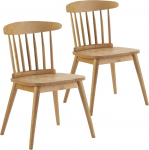 HOMN LIVING 2 Pack Ben Dining Chairs Solid Wood Oak 55cm (Width) 52cm (Depth) 80cm (Height)