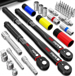 P&ouml;&ouml;rdemomenti mutriv&otilde;ti 1/4 tolli ja 3/8 tolli ja 1/2 tolli, 35-osaline p&ouml;&ouml;rdemomenti v&otilde;tmekomplekt 5-55 Nm, 10-140 Nm, 20-230 Nm, 72 hammast p&ouml;&ouml;ratav rattapea jalgratta, mootorratta, auto jaoks.