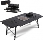 Foldable Portable Camping Table with Adjustable Height, Modular Aluminium Alloy Table Top, Includes Accessories for Picnics, BBQ, Parties