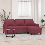 ZEYUAN 3201043 3-Seater Sofa with Stool, Wine Red, 180 cm Fabric, Sofas & Couches, Sofa Living Room, Sofa for Teenager's Room, Relaxing Sofa, Sofa for Bedroom, Upholstered Sofa