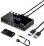 USB 3.0 Switch 2 in 4 Out jagamiskontsentraator hiirele, klaviatuurile, skannerile, printerile koos 2 tk 1m USB 3.0 A-A-ga