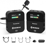 Moman Kabelloses Lavalier Mikrofon, C2 2.4G kabelloses Ansteckmikrofon 70m 8H f&uuml;r Online Klasse Vlog Live Stream YouTube f&uuml;r Kamera Smartphone Tablet