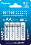 Panasonic eneloop, kasutusvalmis Ni-MH aku, AA/Mignon, 4er-Pack, verbesserte Kapazit&auml;t: min 2000 mAh, 2100 Ladezyklen, hohe Leistung & geringe Selbstentladung, wiederaufladbar, plastik-free Verpackung