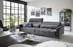Big-Sofa Wolve 2 Electric XXL Seat Depth Adjustments, Nosage Subsuspension, Polyether Foam, 2 Manually Adjustable Headboards, Includes 2 Decorative Cushions (Kidney Cushions), 280 x 108 x 118 cm (W x
