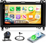 4G + 64G 9-tolline Android autoraadio Mercedes Benz A-klassi W169 B-klassi W245 W639 Vito W639 Viano W906 Sprinter traadita Carplay autoraadio Android auto GPS Bluetooth FM/RDS SWC tagantvaate kaameraga