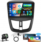 2 + 64G Android 15 CarPlay raadio Peugeot 207 207cc 2006-2015, 9-tolline puuteekraan juhtmevaba CarPlay ja Android autoga, tugi GPS navigatsioonilink peegel Bluetooth RDS AHD DSP
