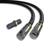 Oren koaksiaalkaabel 5 m RG6 HD103 A++ Trishield - must - Cabelcon pistikuga ja adapteriga - ilmastikukindel - satelliittelevisiooni ja digitaaltelevisiooni, antenni, lairiba&uuml;henduse ja kiire interneti&uuml;henduse jaoks.