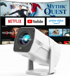 Netflixiga &uuml;hilduv projektor, mini nutikas projektor WiFi Bluetoothiga 1080P Full HD, elektriline fookus ja automaatne keystone'i korrigeerimine, 270&deg; p&ouml;&ouml;ratav kodukino projektor v&auml;ike, automaatne rakendus