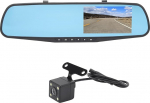 HD 1080P Dual Lens Mirror Dash Cam, 4,3-tolline peegeldumisvastane parkimisseade tagantj&auml;rele (koos 32g m&auml;lukaardiga)