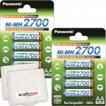 8 Pack HIGH CAPACITY Panasonic Battery Box 2700 Ni-MH aku must 3HGAE - 8 AA akut - 8 AA akut