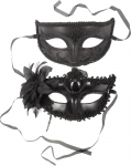 IMIKEYA Veneetsia maskid paaridele: Must Elegantne maskiball maskikomplekt maskimask meestele ja naistele Retro pool n&auml;omaskid karnevalile Fancy Dress Party kost&uuml;&uuml;mile