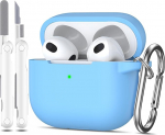 &Uuml;hildub AirPods 3. p&otilde;lvkonna &uuml;mbrisega 2021, &uuml;hildub AirPods 3 &uuml;mbrisega, pehme silikoonist kaitse, &uuml;hildub AirPods 3 &uuml;mbrisega koos v&otilde;tmehoidja ja puhastuskomplektiga, helesinine