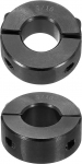 sourcing map 2 x Double Split Shaft Collar for 7/16" Shank, Two Piece Clamp Collar, 15/16" OD Diameter, 3/8" Width, Black Oxide Steel Lock Clamp, Set Screw Style