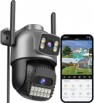 ANBIUX 2K/6MP Outdoor Surveillance Camera WLAN - 2.4/5GHz WiFi 360&deg; PTZ Surveillance Cameras with Dual Lens, Colour Night Vision, Intelligent Tracking, Two-Way Audio, IP66, TF/Cloud