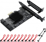 PCIe SATA 10 Port Expansion Card, PCI-E to SATA3.0 6Gbps Controller Card Boot as System Plate, Hard Disk Drive Adapter Card for Windows, Linux, NAS