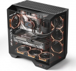 darkFlash Full-Tower ATX Gaming PC korpus, tagumine pistikupesa emaplaadile, kaks kambrit, panoraamklaas, kuni 2 x 360mm radiaatorid, RTX 40 &uuml;hilduv (DY470) (4 PWM ARGB ventilaatorit, must)