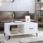 FIRBNUS 90 x 50 x 40 cm with 2 Compartments Telephone Table Living Room Table Modern Side Table Stylish Design Small Table Living Room Coffee Table Coffee Table Sofa Table Tea Table White Wood