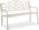 Relaxdays Antiik aiapink 2 inimesele, r&otilde;dule, terrassile, Premium roostekaitsega, metallist pink 90 x 127,5 x 63 cm, valge/pruunikas