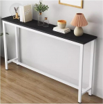 Riiul diivani taga, &otilde;huke konsoollaud moodsasse elutuppa, kitsas puidust diivanilaud, ruumi s&auml;&auml;stev, kohvilaud diivani taga esikusse/eelikusse (must, 190 x 15 x 80 cm / 75 x 6 x 31