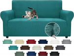 ZNSAYOTX Super-Stretch-Couchbezug f&uuml;r Wohnzimmer, Hunde, haustierfreundlich, M&ouml;belschutz, Spandex, Zweisitzer-Schonbez&uuml;ge mit rutschfesten Schaumstoffst&auml;bchen (Pfauenblaugr&uuml;n, Zweisitzer)