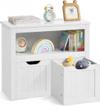 VASAGLE laste riiul, m&auml;nguasjade hoidmine lastele, hoiukapp, m&auml;nguasjade kapp, ratastega hoiukapp, m&auml;nguasjade riiul, lastetuba, 29,7 x 72,2 x 60 cm, pilvivalge LHS280WB01