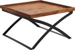 FineBuy FB50967 kohvilaud 63 x 39 x 63 cm Sheesham massiivpuidust / metallist diivanilaud, disain elutoa laud t&ouml;&ouml;stuslikus stiilis, pruun / must, disainer kohvilaud, massiivne ruudukujuline pruun