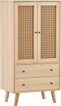 I0I&I0I Stylish Oak Sideboard 60cm Wide with Rattan Doors and Drawers (Oak)