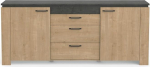CaliCosy Buffet 2 Portes et 3 Tiroirs- D&eacute;cor Ch&ecirc;ne et Gris Anthracite- Fabrication Fran&ccedil;aise- Style Contemporary - Pour Salon - L203.80 cm x L42 cm x 87.8 cm