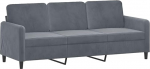 vidaXL 3-kohaline diivan, Lounge diivan diivan koos k&auml;etugede seljapatjadega, elutoa diivan disain diivan metallist raam, istumism&ouml;&ouml;bel kolmekohaline, tumehall sametne