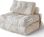 Allyson kokkupandav 3-in-1 diivanvoodi koos pehmendusega, seljatoega p&otilde;randakohver, kokkupandav tool elutuppa ja magamistuppa - k&uuml;lalisvoodiks, lamamistooliks v&otilde;i lamamistooliks - (beež - 40 x 85 x 85 cm)