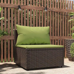 Aia diivan Small 63 x 63 cm Pruun PE rotangist roheliste padjadega Modulaarne r&otilde;du diivan Ilmastikukindel ja stabiilne aia r&otilde;dule ja terrassile