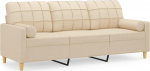 Tidyard 3-kohaline diivan dekoratiivpadjaga Diivan Voodi Diivan K&uuml;lalissohva Diivanvoodi Diivanvoodi Diivanvoodi Diivanvoodi Polsterdatud diivan Elutoa diivan 198 x 77 x 80 cm (B x S x K x K) Kangas Metall Cream
